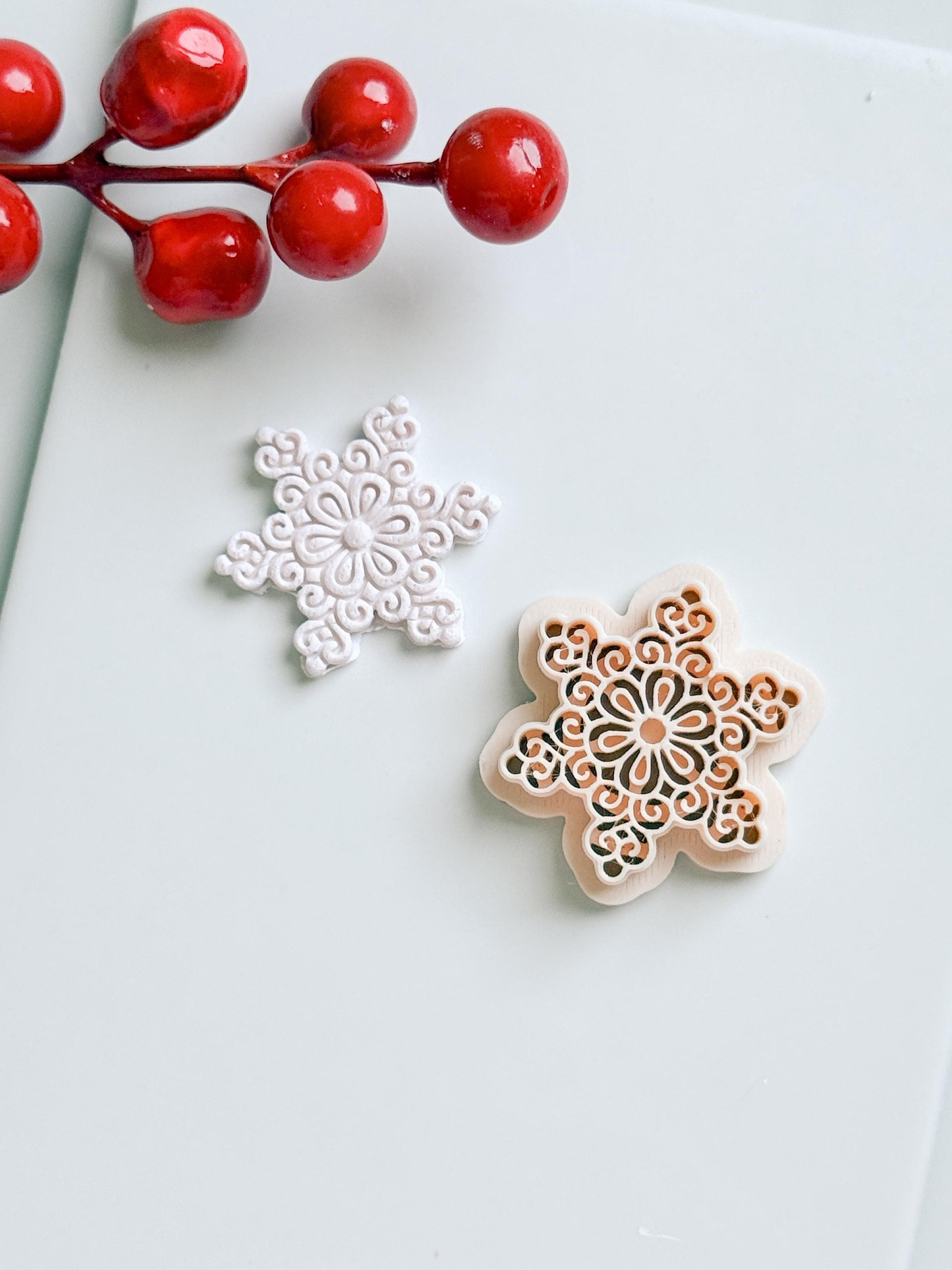 Ornate Snowflake Clay Cutter: Winter Earring, Polymer Clay