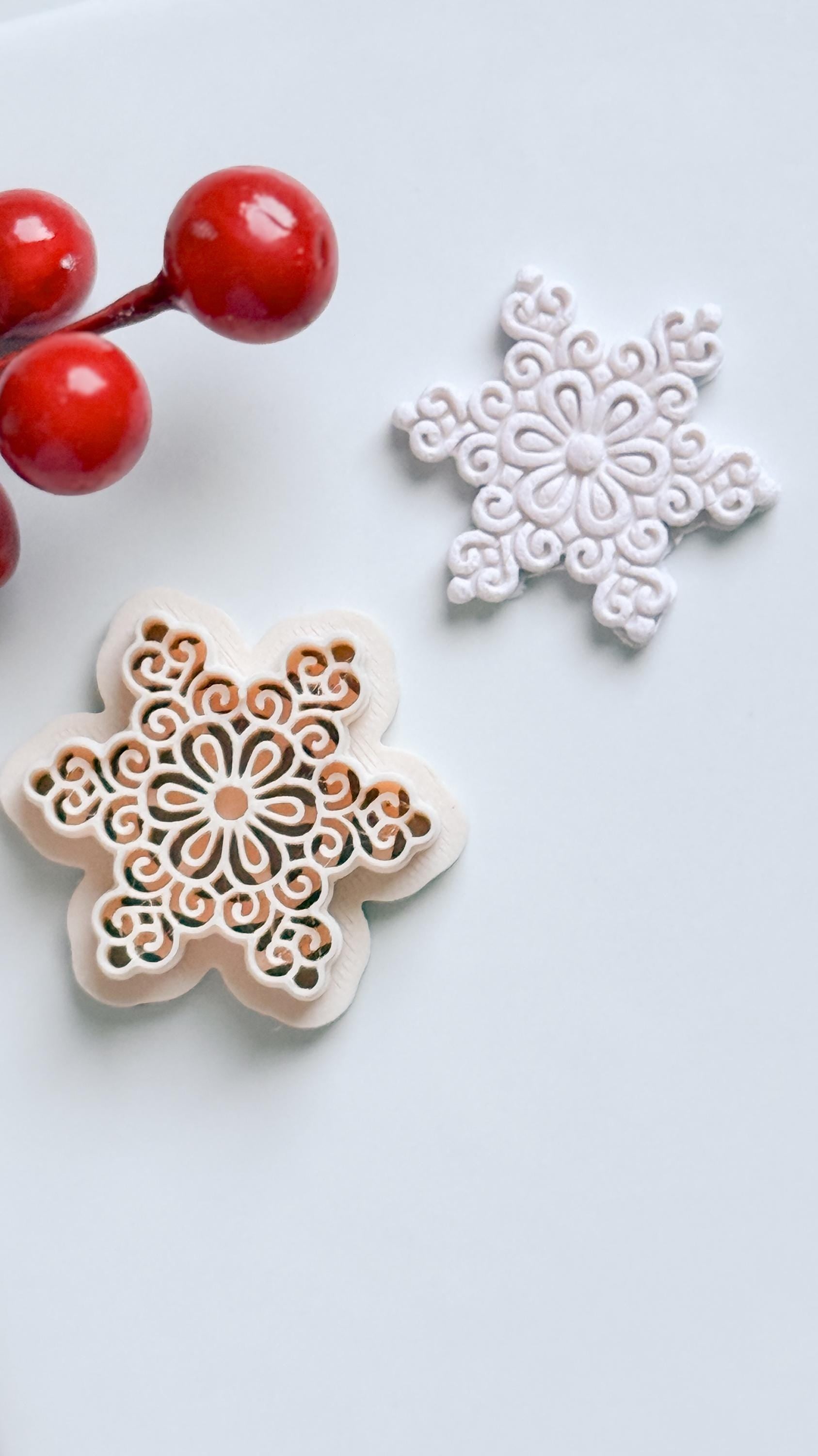 Ornate Snowflake Clay Cutter: Winter Earring, Polymer Clay