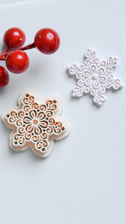 Ornate Snowflake Clay Cutter: Winter Earring, Polymer Clay