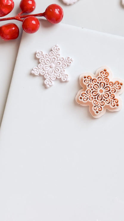 Ornate Snowflake Clay Cutter: Winter Earring, Polymer Clay
