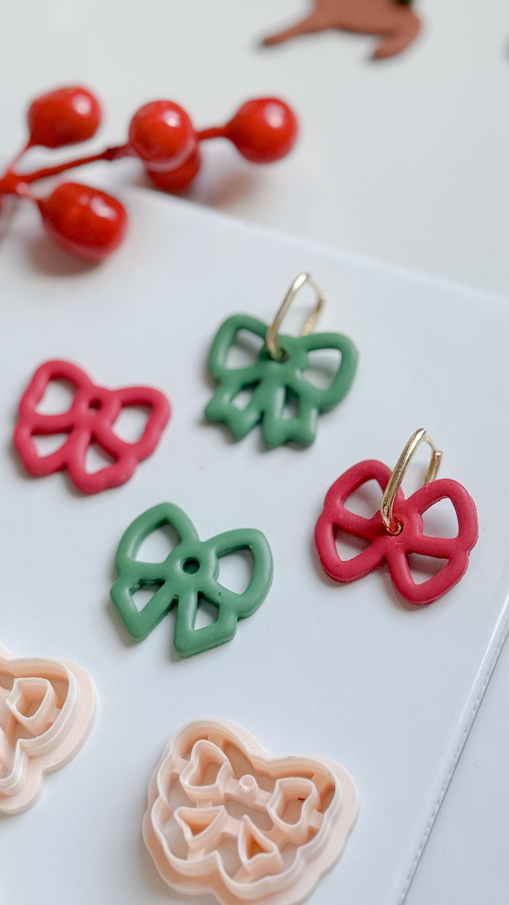 Bow Hoop Charm Clay Cutters: Ribbon Earring Cutters