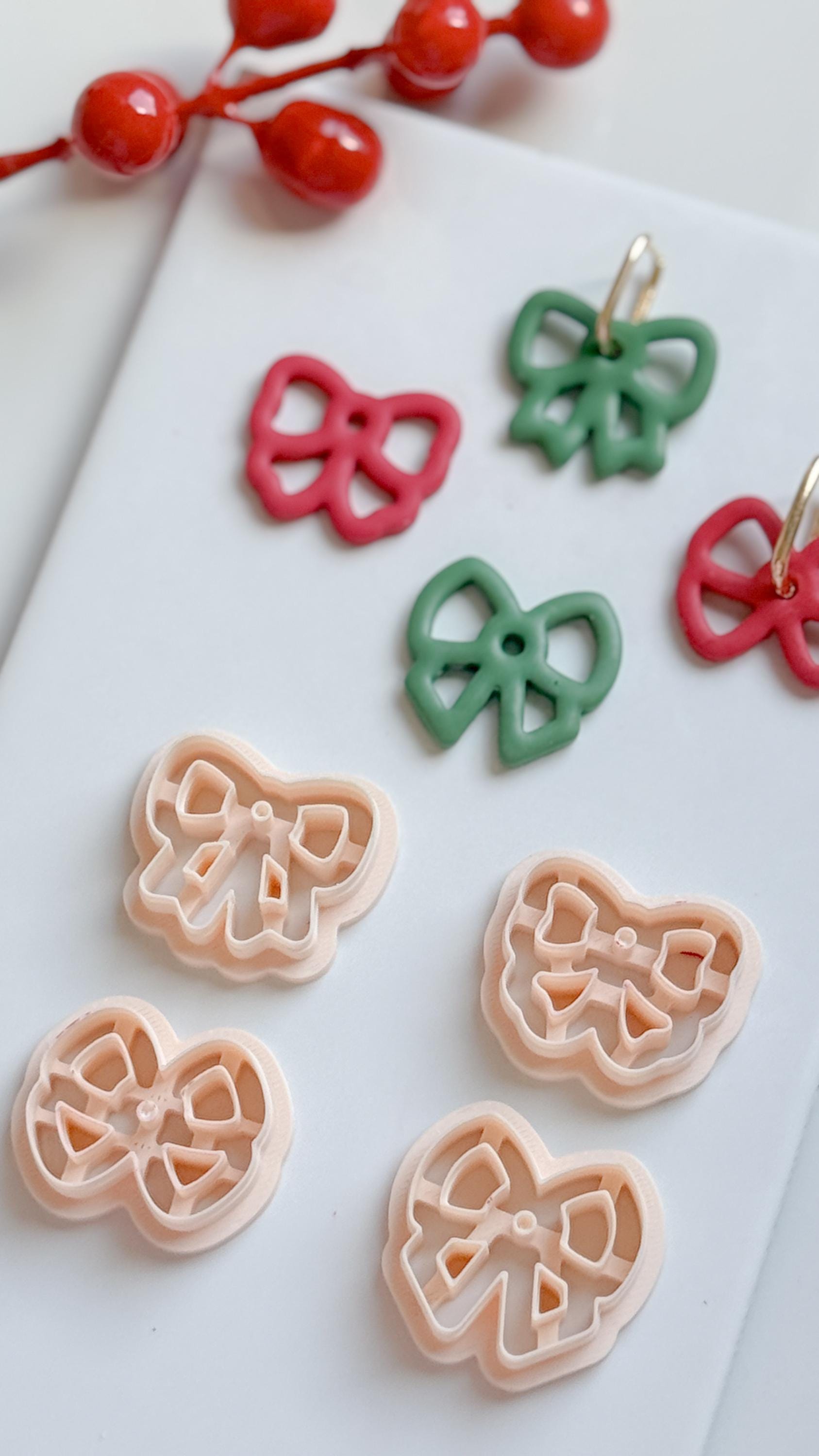 Bow Hoop Charm Clay Cutters: Ribbon Earring Cutters