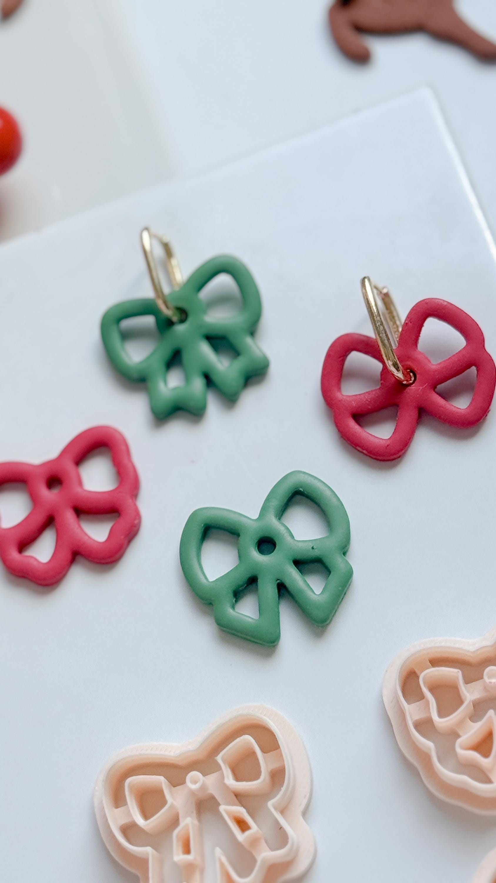 Bow Hoop Charm Clay Cutters: Ribbon Earring Cutters