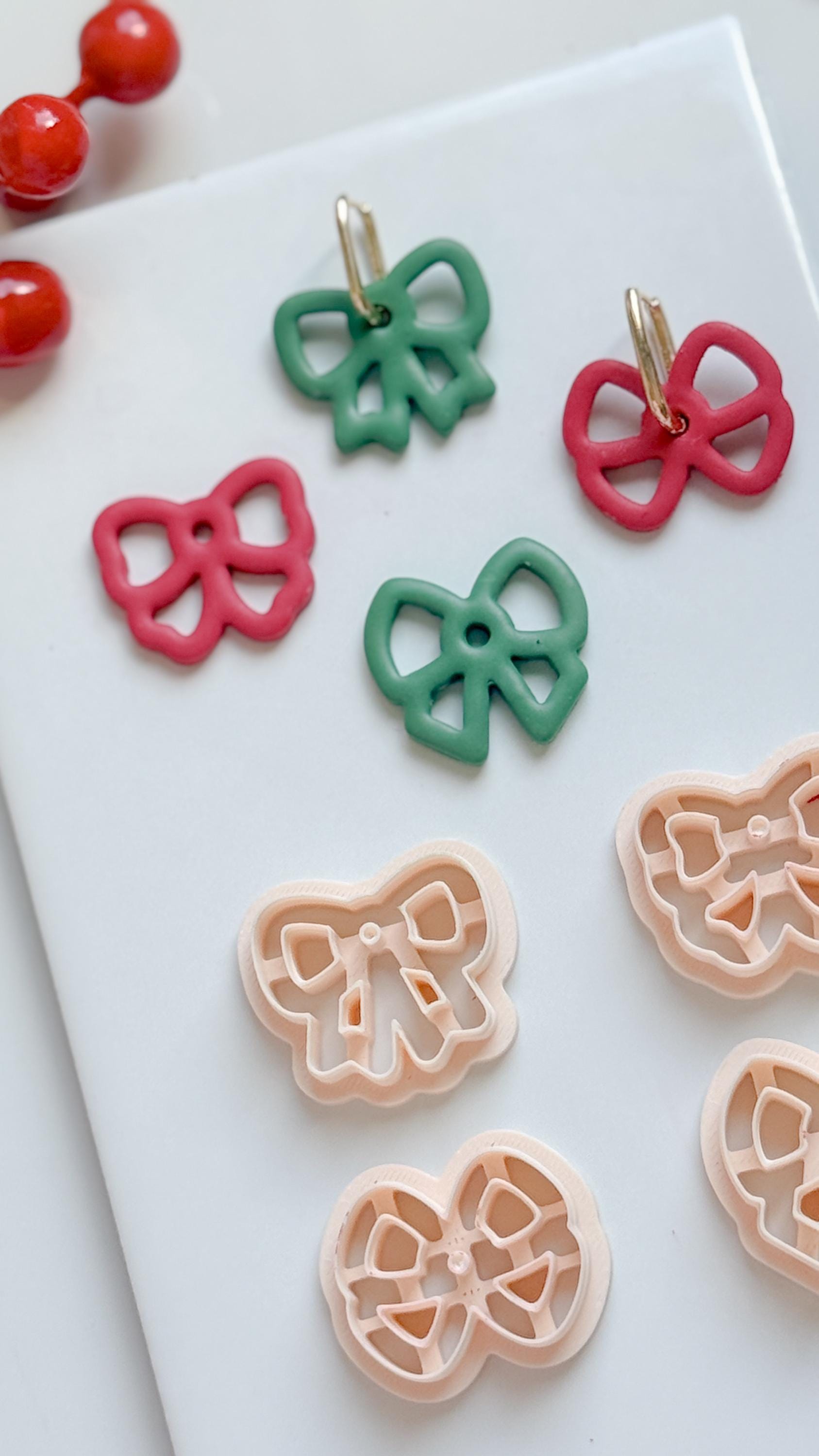 Bow Hoop Charm Clay Cutters: Ribbon Earring Cutters
