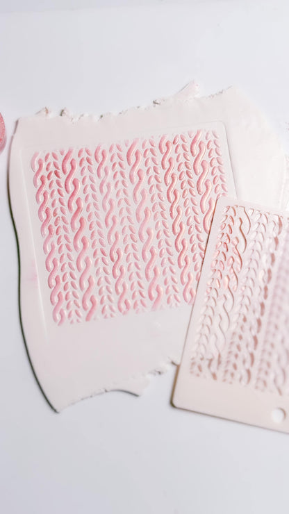 Cable Knit Texture Stencil for Polymer Clay: Braided Sweater Pattern