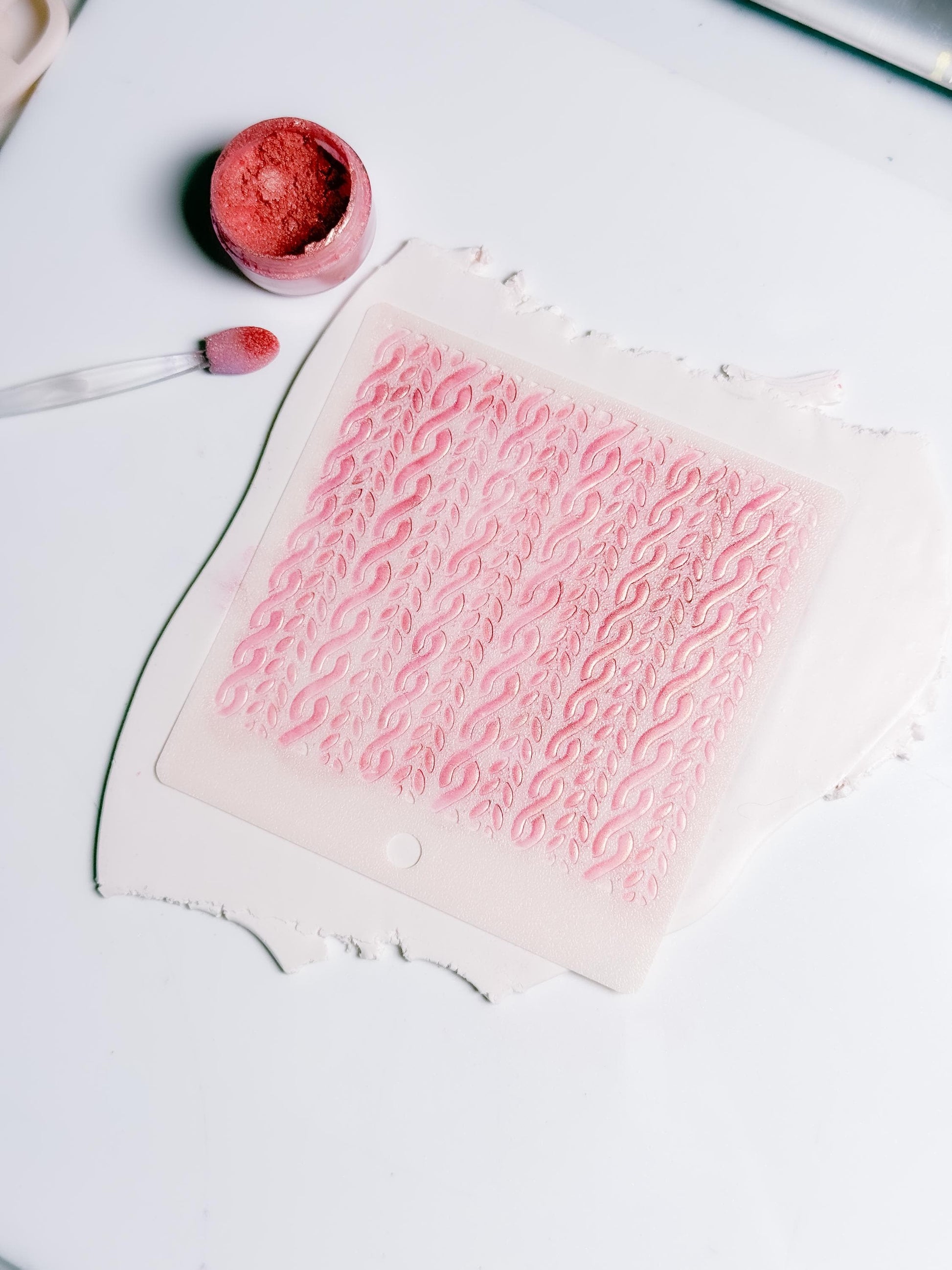 Cable Knit Texture Stencil for Polymer Clay: Braided Sweater Pattern