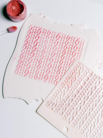 Cable Knit Texture Stencil for Polymer Clay: Braided Sweater Pattern