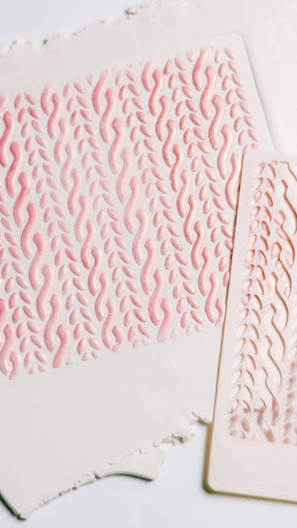 Cable Knit Texture Stencil for Polymer Clay: Braided Sweater Pattern
