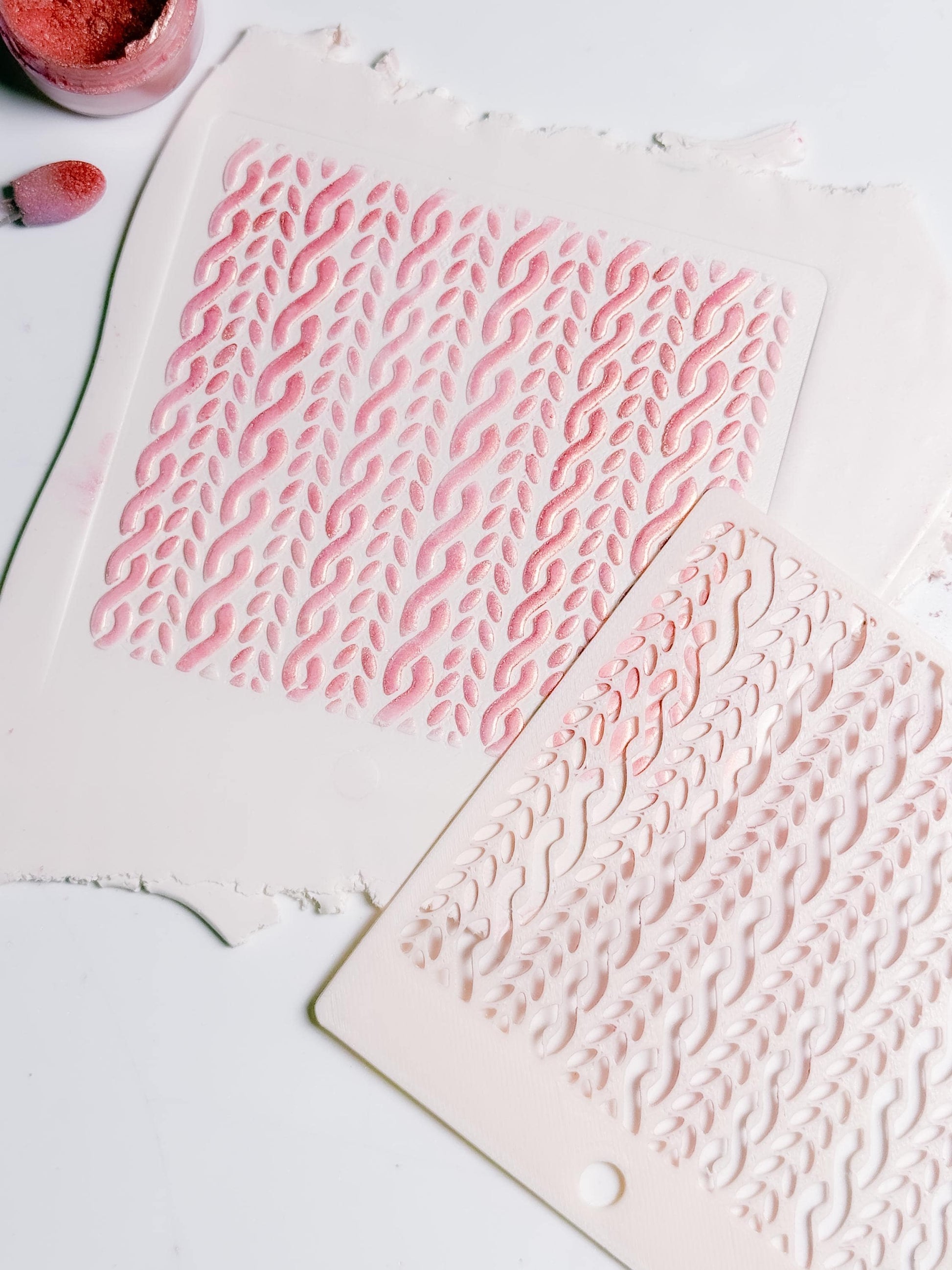 Cable Knit Texture Stencil for Polymer Clay: Braided Sweater Pattern