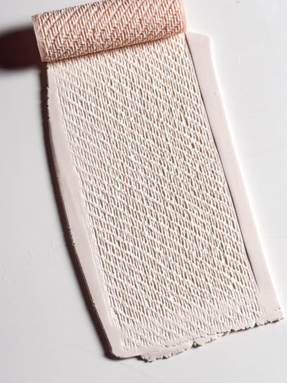 Diagonal Rib Stitch Texture Roller for Polymer Clay – Knit Pattern Emboss Rolling Pin