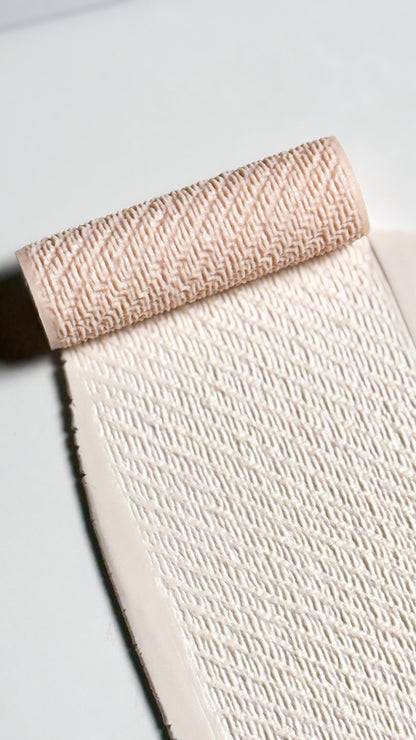 Diagonal Rib Stitch Texture Roller for Polymer Clay – Knit Pattern Emboss Rolling Pin