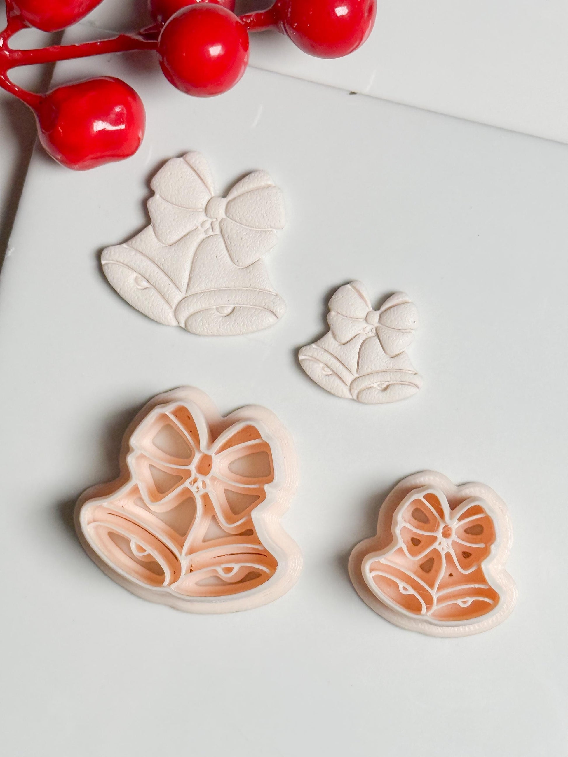 Christmas Bells with Bow Clay Cutter Set – Festive Polymer Clay Earring and Ornament Tool