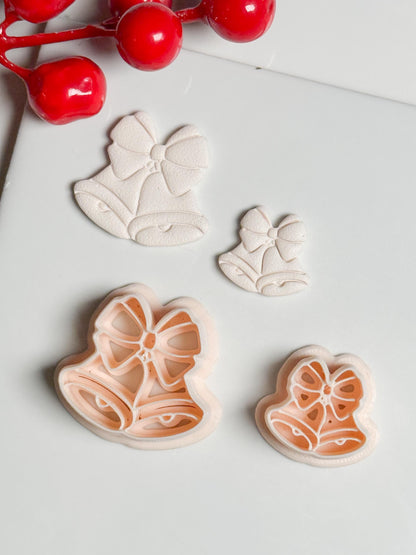 Christmas Bells with Bow Clay Cutter Set – Festive Polymer Clay Earring and Ornament Tool