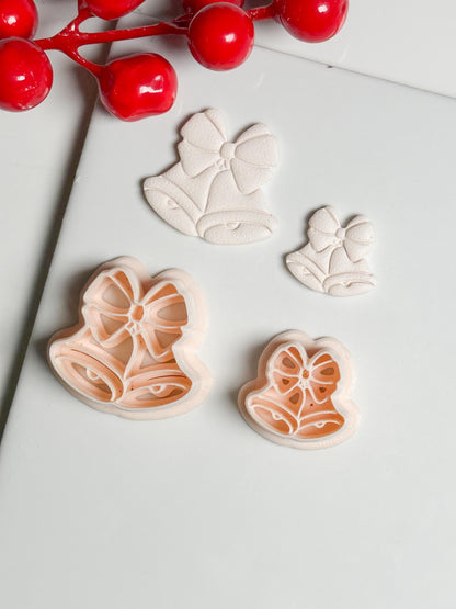Christmas Bells with Bow Clay Cutter Set – Festive Polymer Clay Earring and Ornament Tool