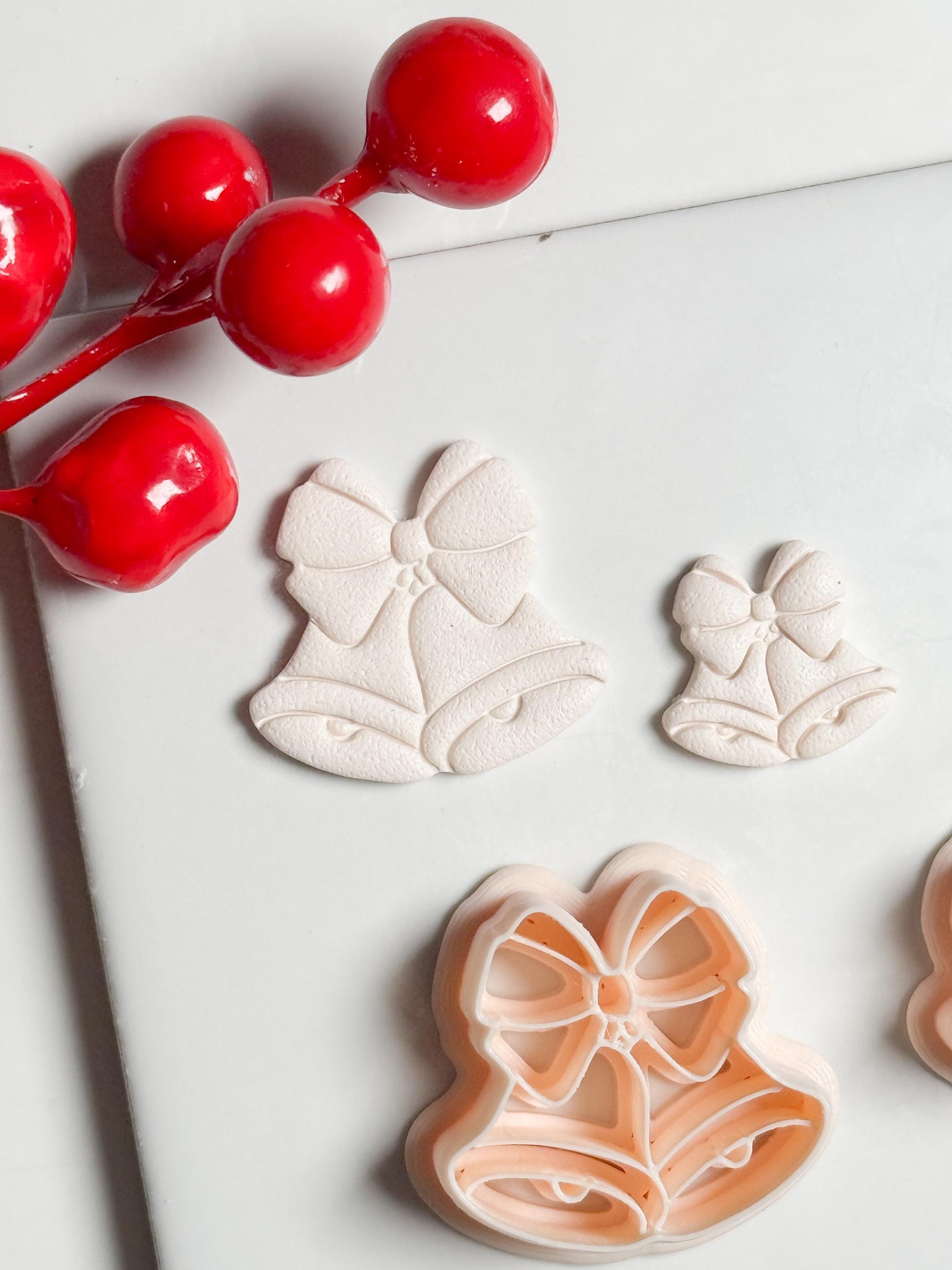 Christmas Bells with Bow Clay Cutter Set – Festive Polymer Clay Earring and Ornament Tool