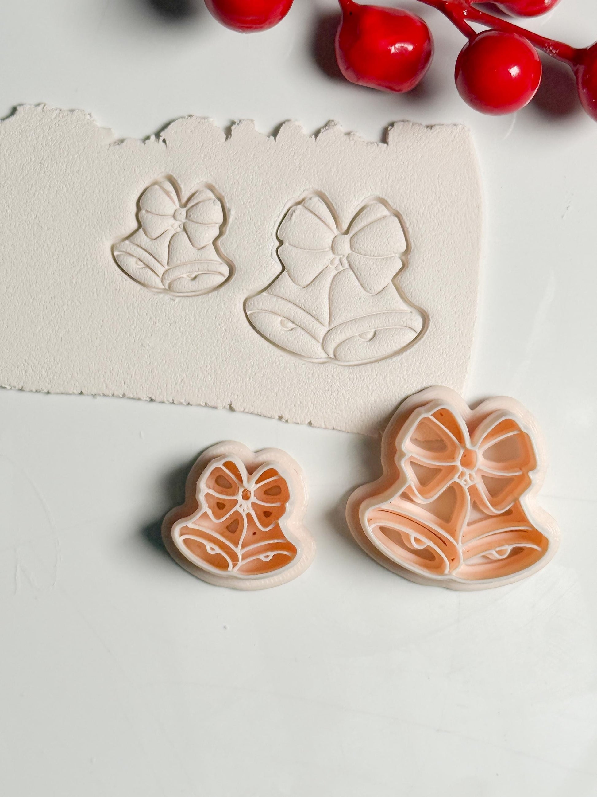 Christmas Bells with Bow Clay Cutter Set – Festive Polymer Clay Earring and Ornament Tool