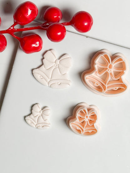 Christmas Bells with Bow Clay Cutter Set – Festive Polymer Clay Earring and Ornament Tool
