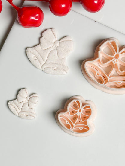 Christmas Bells with Bow Clay Cutter Set – Festive Polymer Clay Earring and Ornament Tool