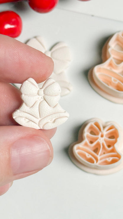Christmas Bells with Bow Clay Cutter Set – Festive Polymer Clay Earring and Ornament Tool