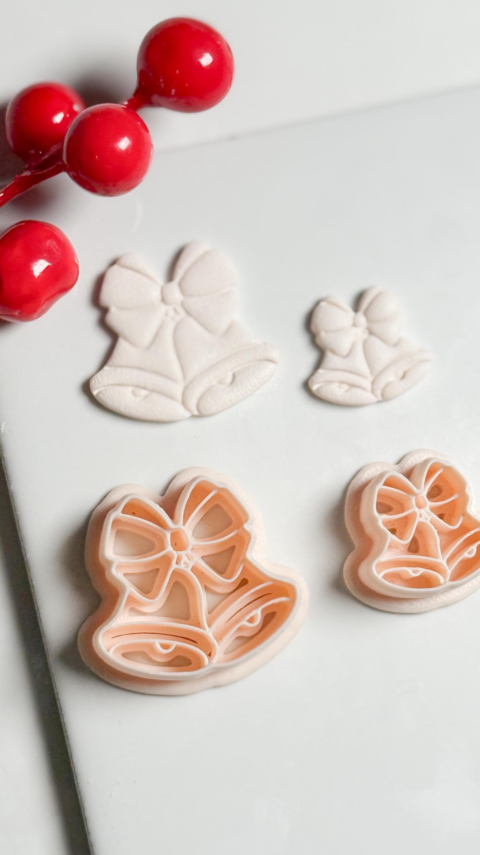 Christmas Bells with Bow Clay Cutter Set – Festive Polymer Clay Earring and Ornament Tool
