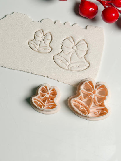 Christmas Bells with Bow Clay Cutter Set – Festive Polymer Clay Earring and Ornament Tool
