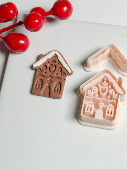 Gingerbread House Clay Cutter – Christmas Polymer Clay Earring and Ornament Tool
