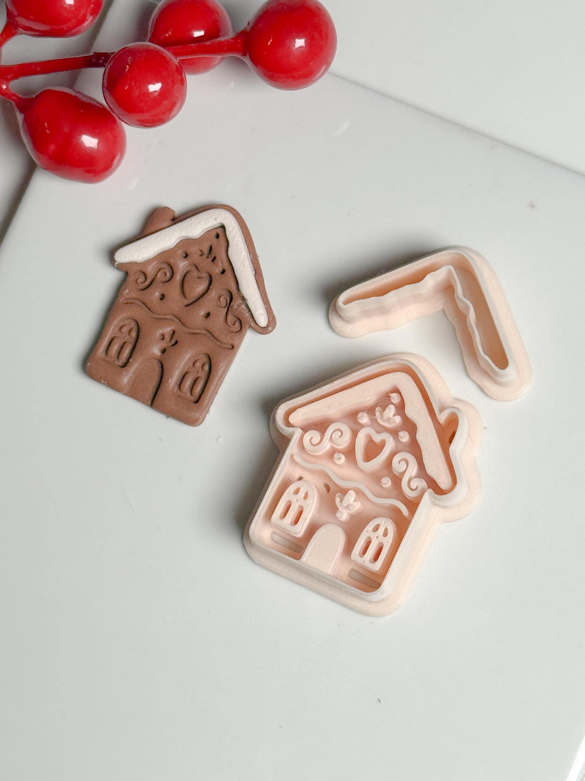 Gingerbread House Clay Cutter – Christmas Polymer Clay Earring and Ornament Tool