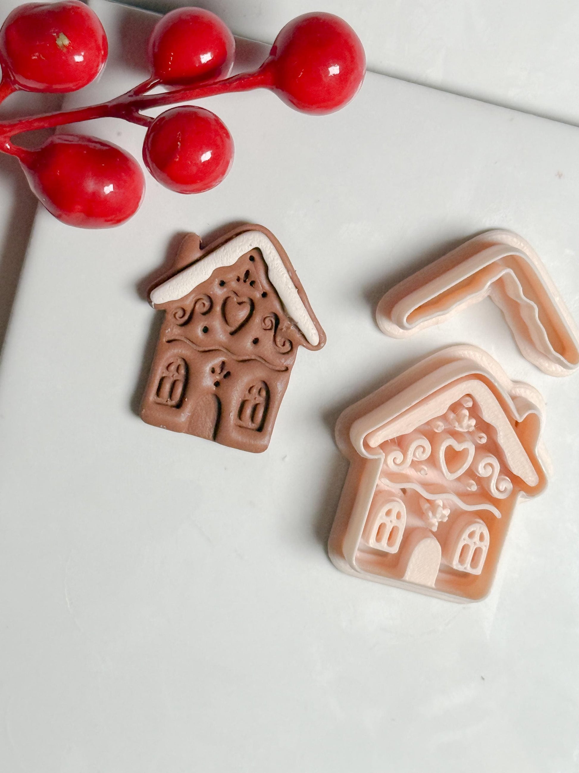 Gingerbread House Clay Cutter – Christmas Polymer Clay Earring and Ornament Tool