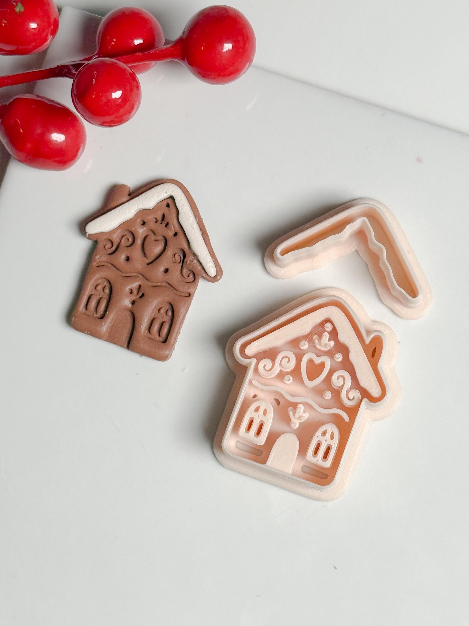 Gingerbread House Clay Cutter – Christmas Polymer Clay Earring and Ornament Tool