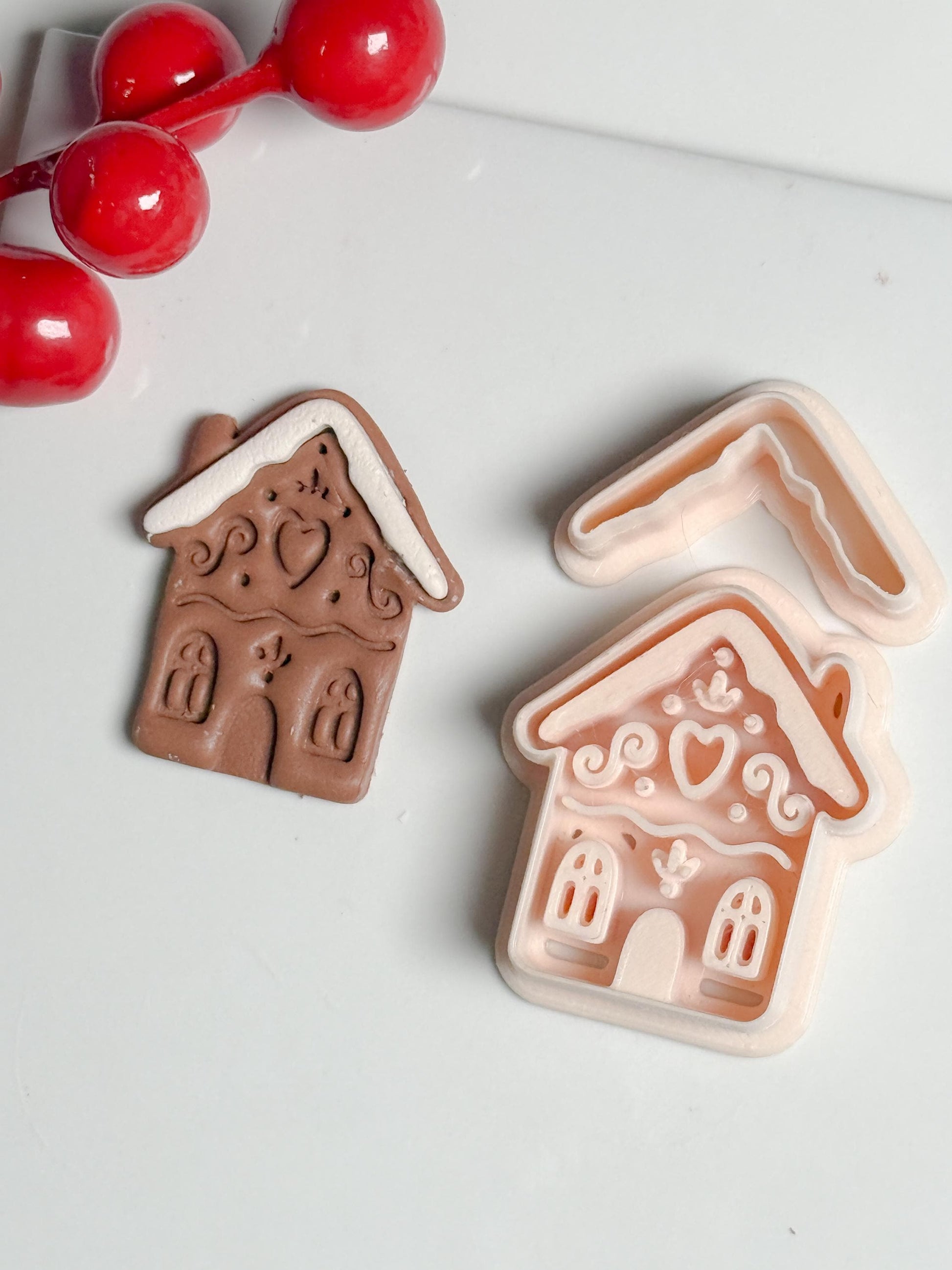 Gingerbread House Clay Cutter – Christmas Polymer Clay Earring and Ornament Tool