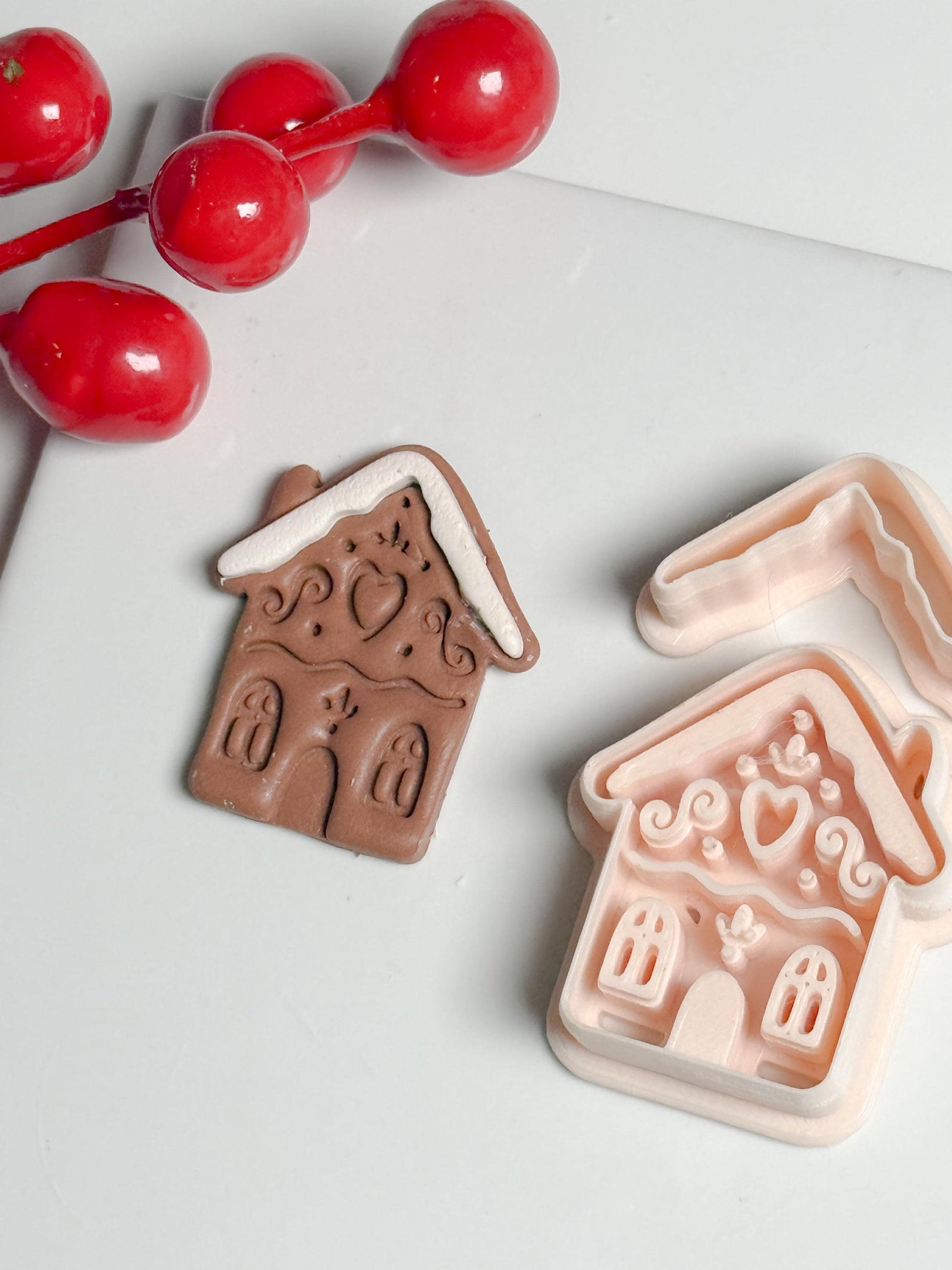 Gingerbread House Clay Cutter – Christmas Polymer Clay Earring and Ornament Tool