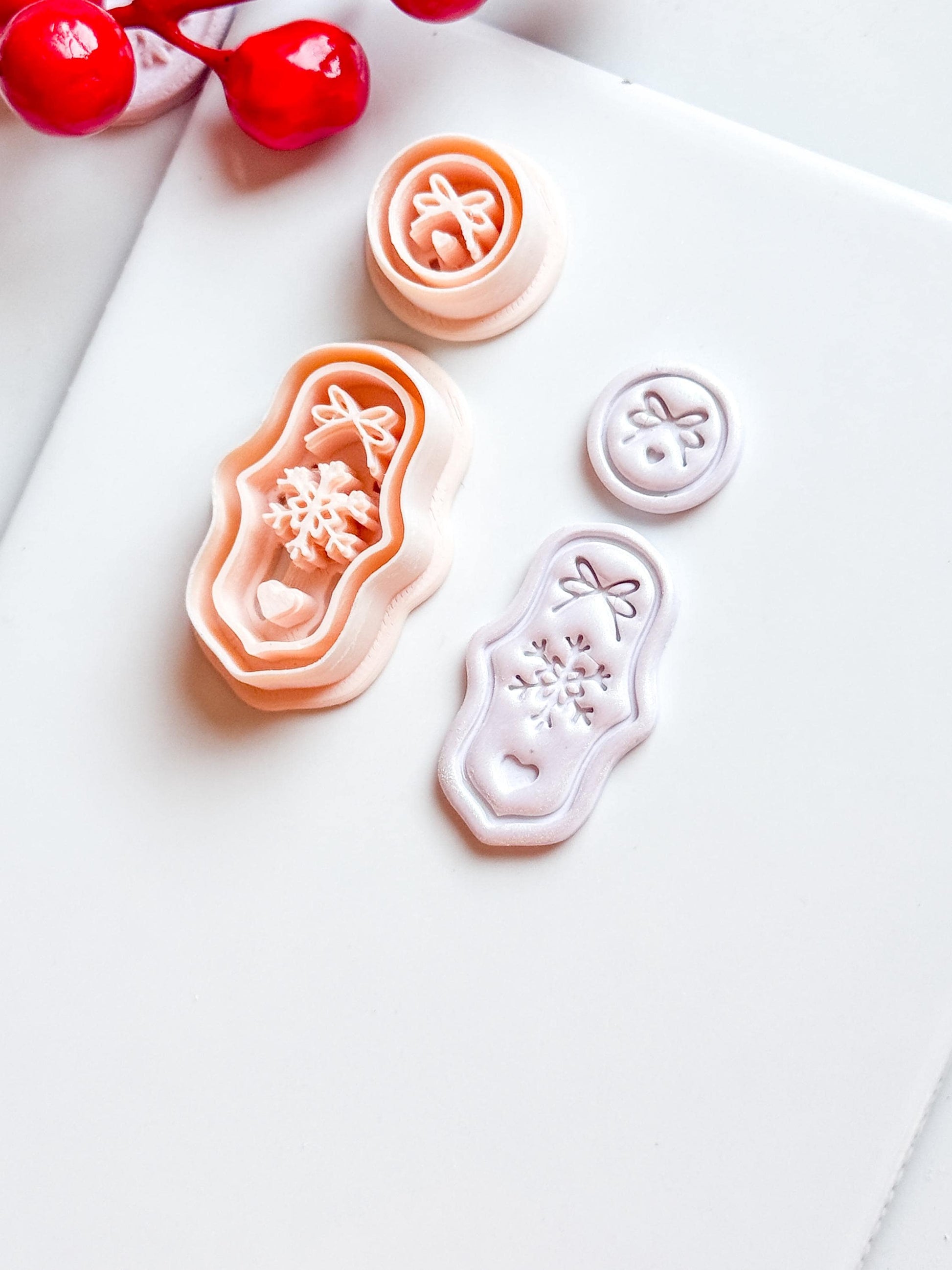 Snowflake Bow Clay Cutter Set – Christmas Dangle Earring Polymer Clay Tool