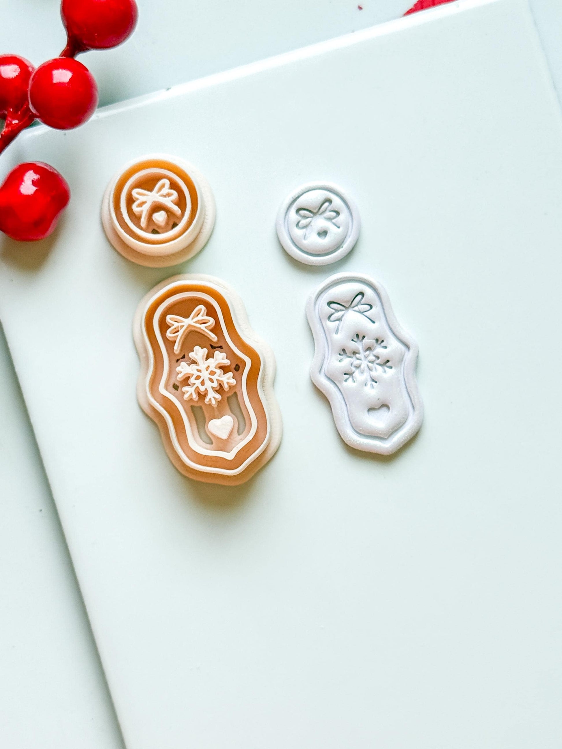 Snowflake Bow Clay Cutter Set – Christmas Dangle Earring Polymer Clay Tool