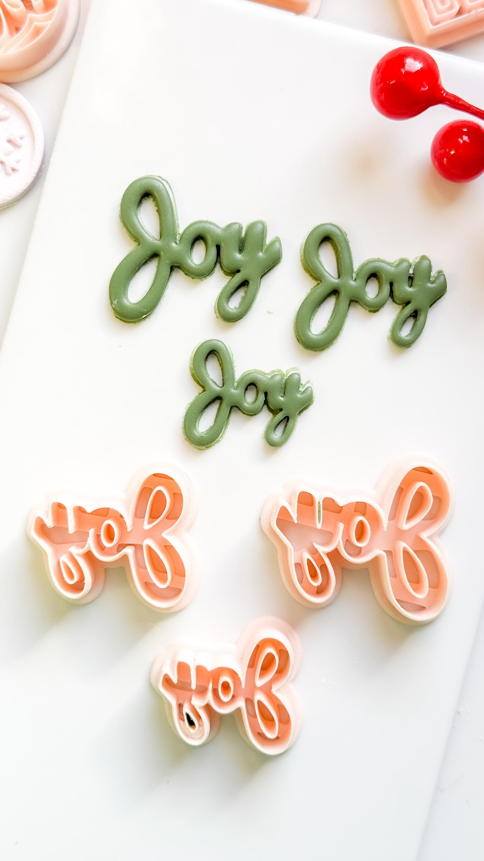 Joy Word Clay Cutter – Christmas Script Polymer Clay Lettering Tool