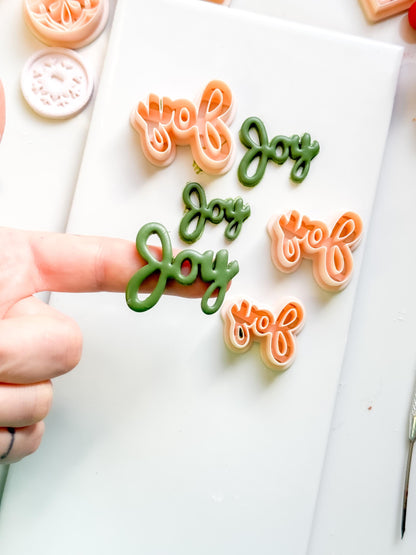 Joy Word Clay Cutter – Christmas Script Polymer Clay Lettering Tool