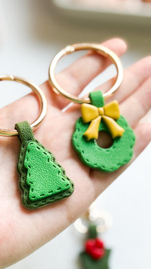 Christmas Keychain Clay Cutter – Wreath, Tree & Mistletoe Polymer Clay Tools for Holiday Crafts