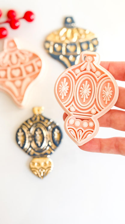 Ornamental Christmas Bauble Cutters Festive Polymer Clay Tools for Holiday Crafts