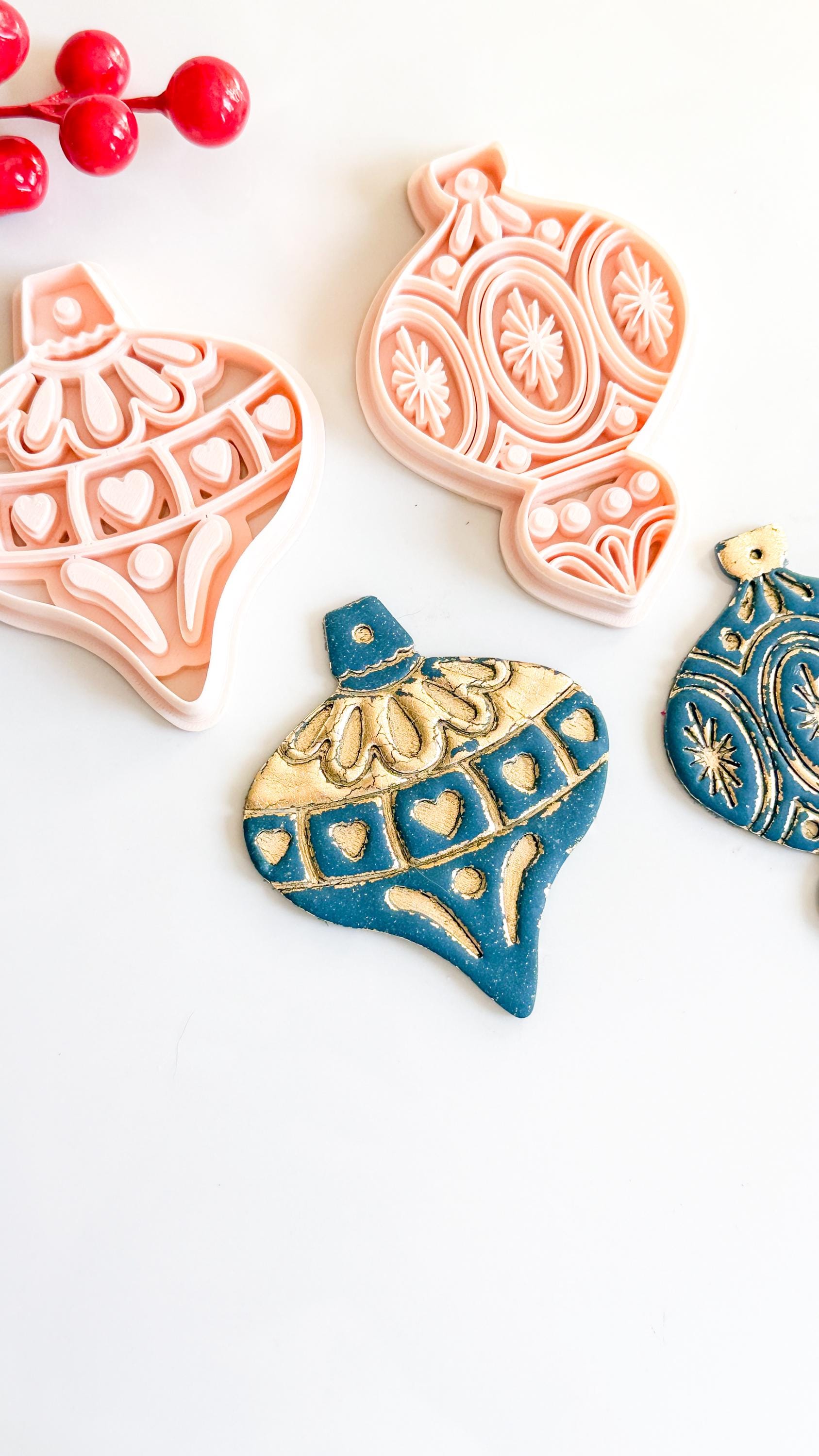 Ornamental Christmas Bauble Cutters Festive Polymer Clay Tools for Holiday Crafts