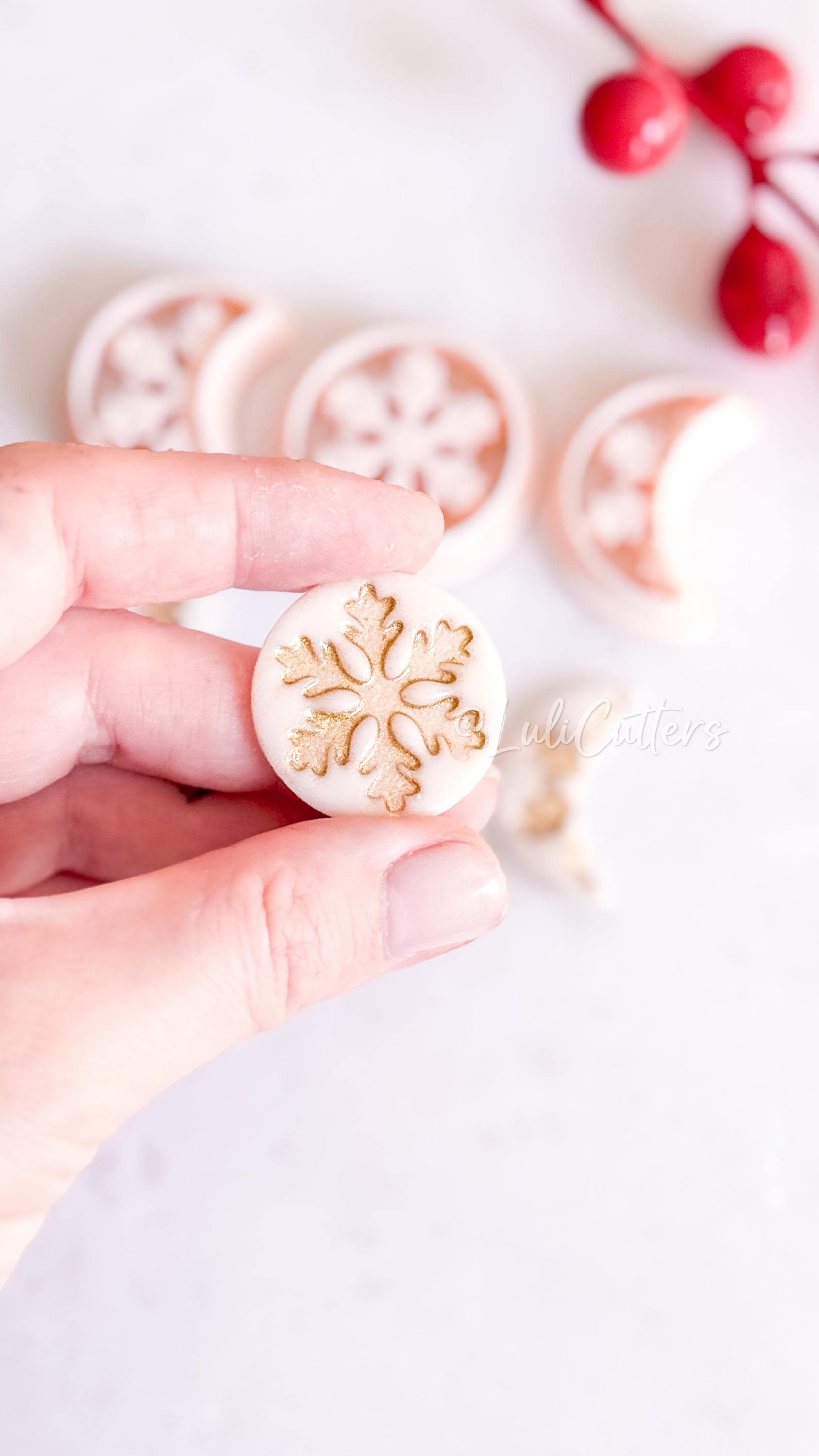 Crescent & Full Moon Snowflake Cutter – Winter Polymer Clay Tools for Earrings and Charms