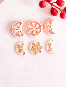 Crescent & Full Moon Snowflake Cutter – Winter Polymer Clay Tools for Earrings and Charms