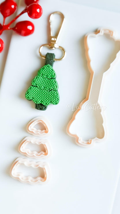 Christmas Tree Keychain: Holiday Charm Clay Cutter Set
