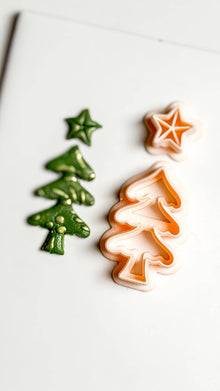 Christmas Tree & Star Clay Cutter Set: Holiday Polymer Clay Tools