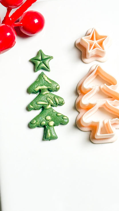 Christmas Tree & Star Clay Cutter Set: Holiday Polymer Clay Tools