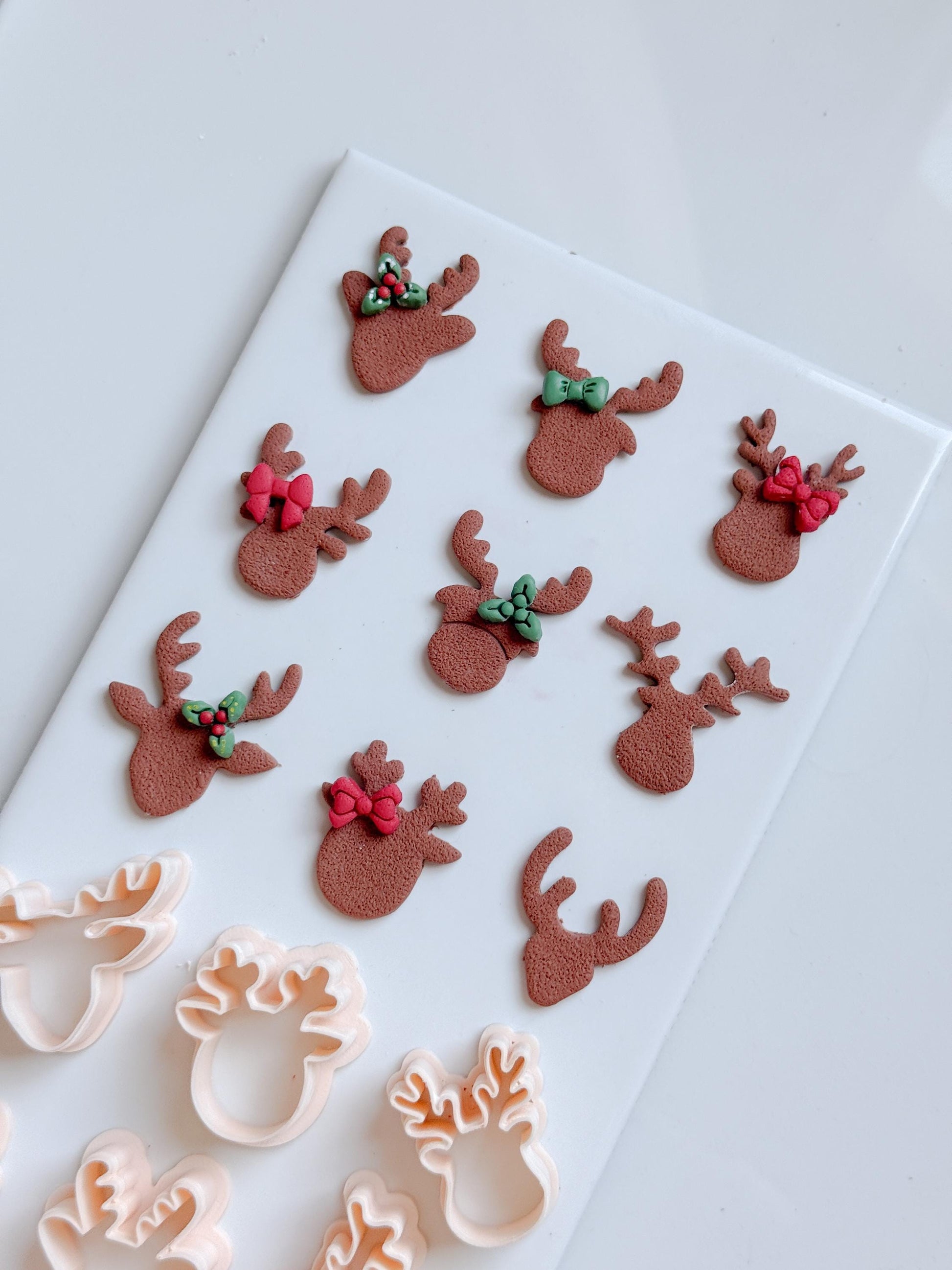 Reindeer Head Clay Cutter Set – Polymer Clay Christmas Earring & Charm Shapes