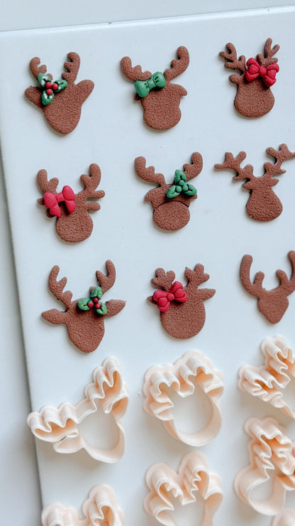 Reindeer Head Clay Cutter Set – Polymer Clay Christmas Earring & Charm Shapes