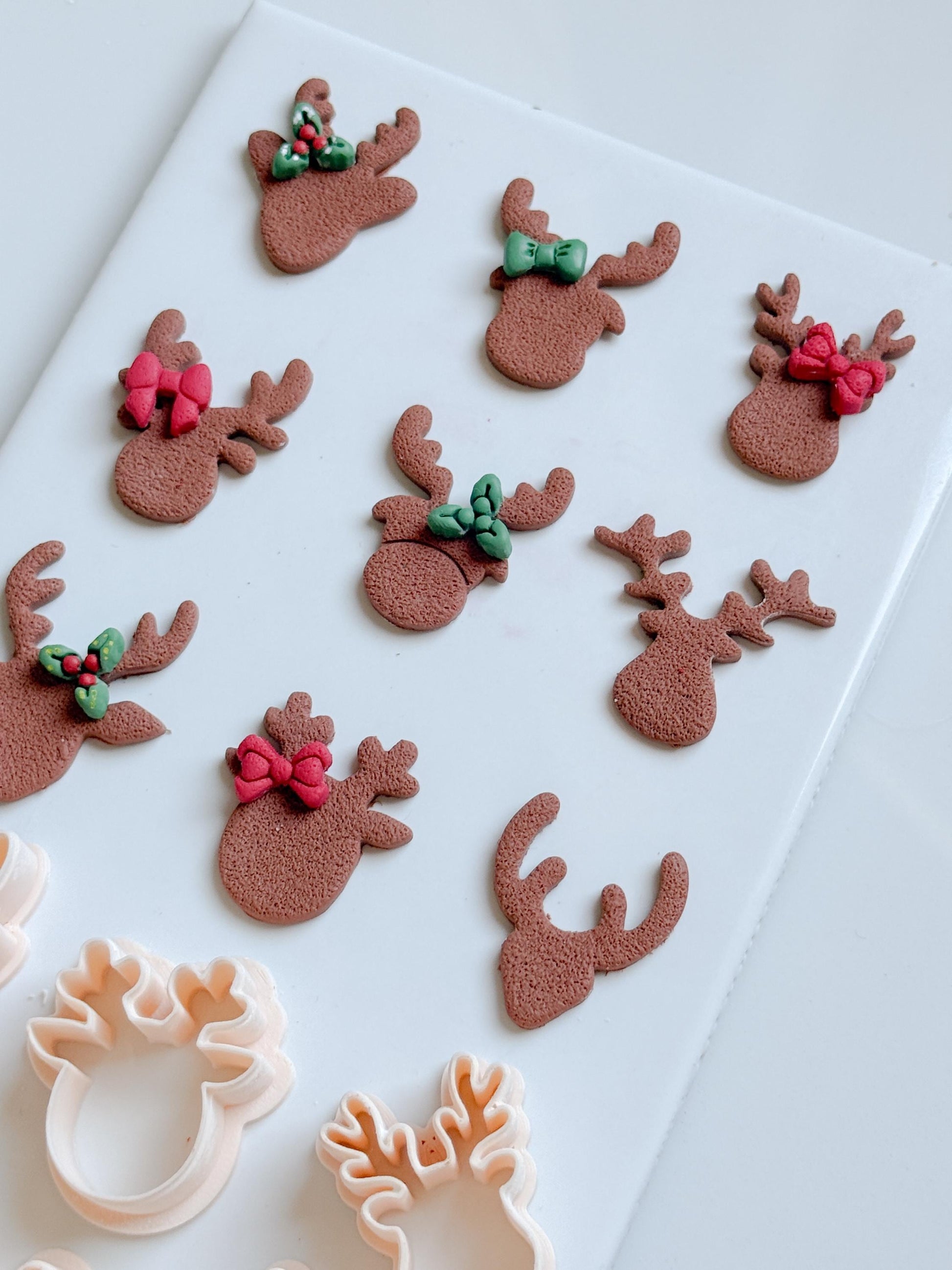 Reindeer Head Clay Cutter Set – Polymer Clay Christmas Earring & Charm Shapes