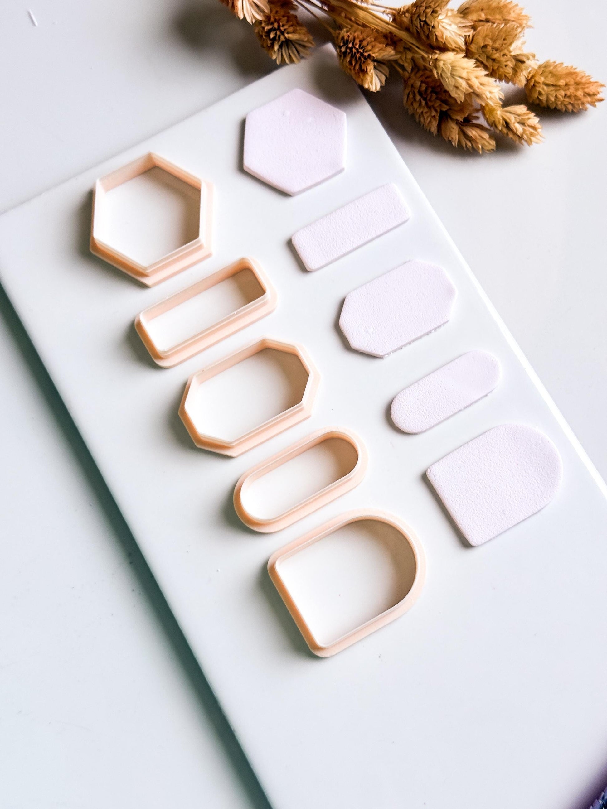 Basic Geometric Clay Cutter Set: Arch, Hexagon & Rectangle Shapes for Polymer Clay Jewelry