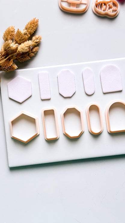 Basic Geometric Clay Cutter Set: Arch, Hexagon & Rectangle Shapes for Polymer Clay Jewelry