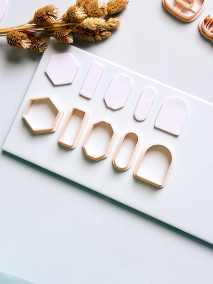 Basic Geometric Clay Cutter Set: Arch, Hexagon & Rectangle Shapes for Polymer Clay Jewelry