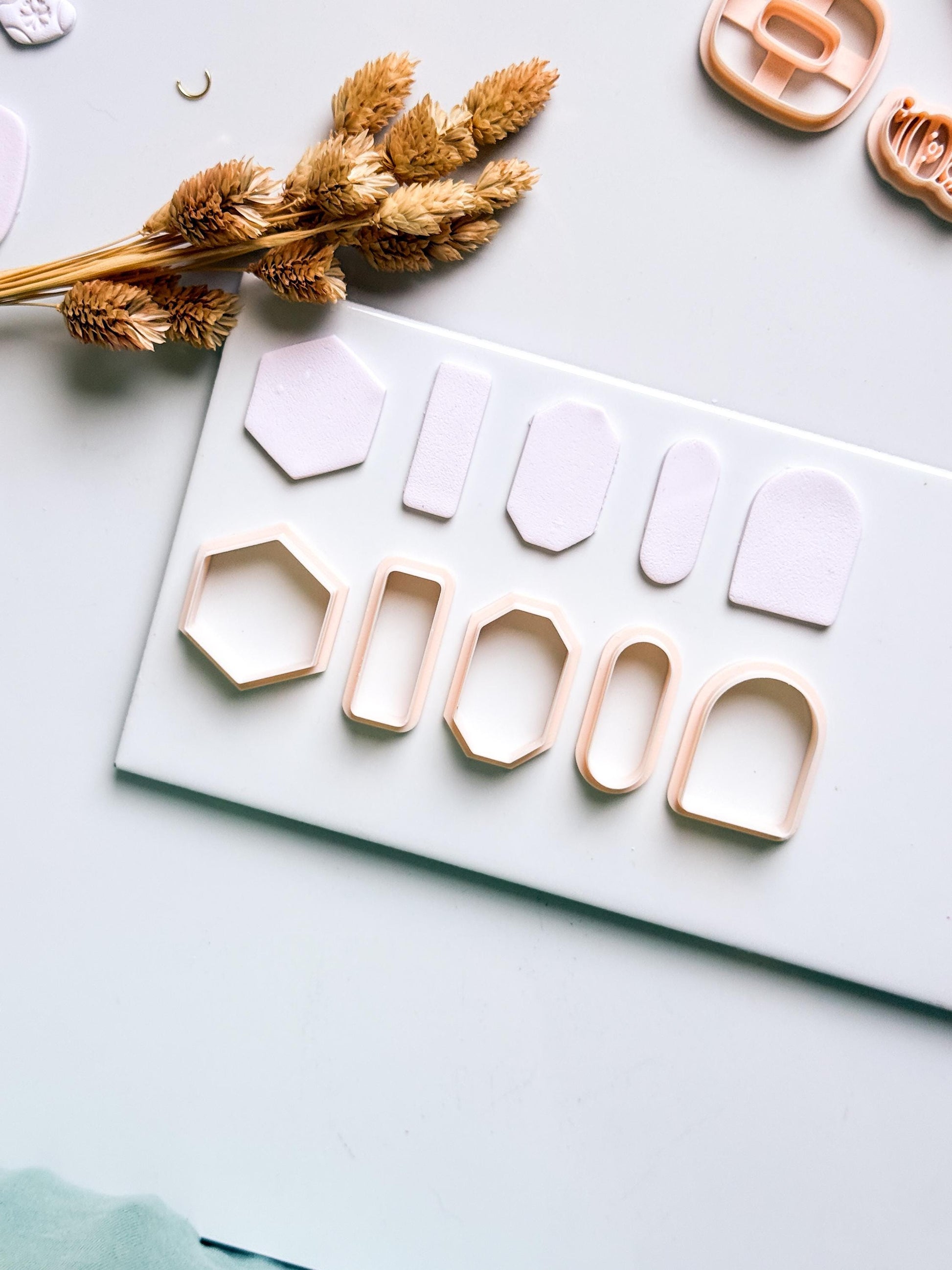 Basic Geometric Clay Cutter Set: Arch, Hexagon & Rectangle Shapes for Polymer Clay Jewelry